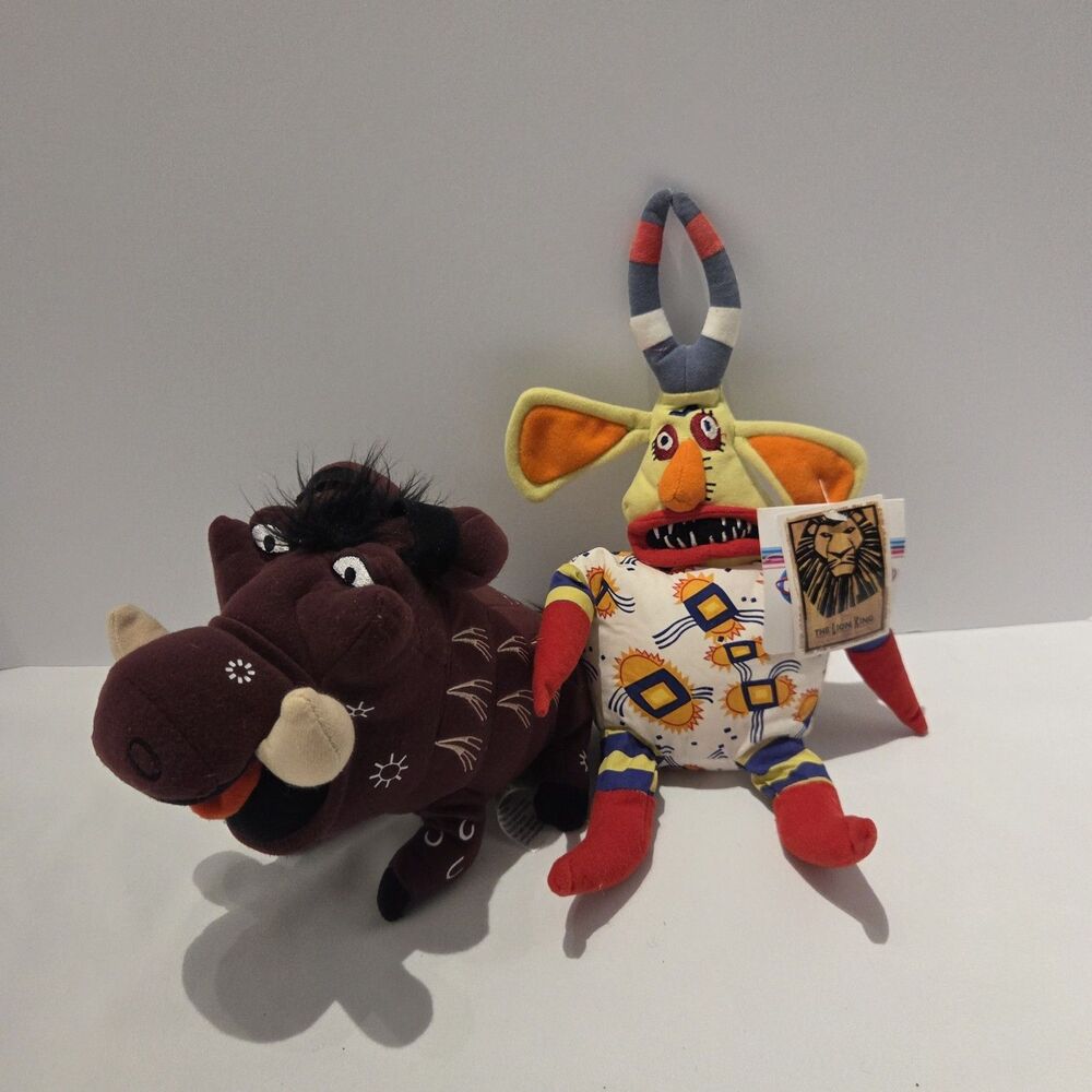 Lot of 2 Disney Lion King Musical plush Bean Bag Trickster Pumbaa broadway